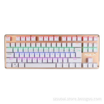 AULA SI-2012 fashionable customize sublimated 87 keys gaming mechanical keyboard with Mix colors & Bicolour & RGB Backlight
